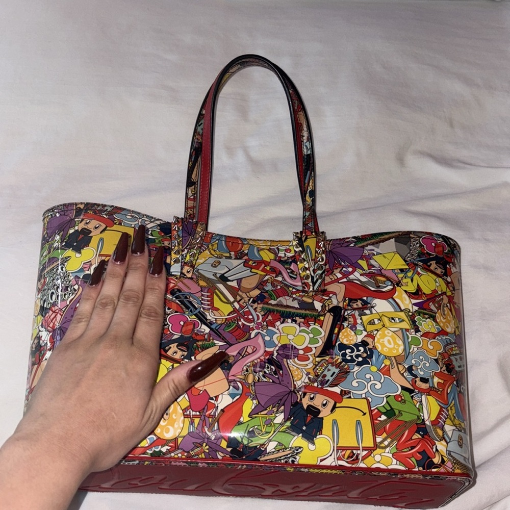 SUPER UNIQUE CHRISTIAN LOUBOUTIN Patent Calfskin Print Cabata Tote- Multicolor - Picture 4 of 17